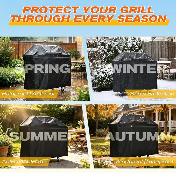 EUHOME 51,000 BTU 4-Burner Propane Gas Grill with Side Burner – Large 452 sq.in Stainless Steel BBQ Grill, Enameled Cast Iron Grates, 4 Swivel Casters & Protective Cover for Backyard Patio Family