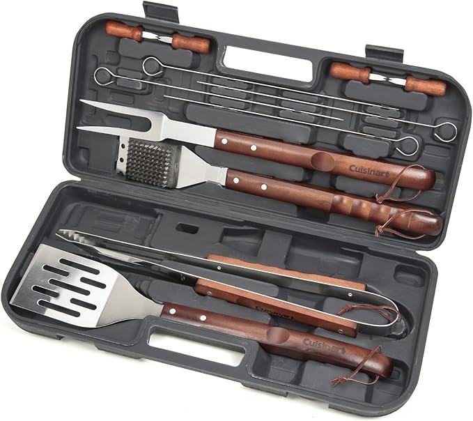 Char-Griller E1816 King-Griller 320 sq. in. Portable Charcoal Grill Bundle with 13-Piece Cuisinart CGS-W13 Wooden Handle BBQ Tool Set