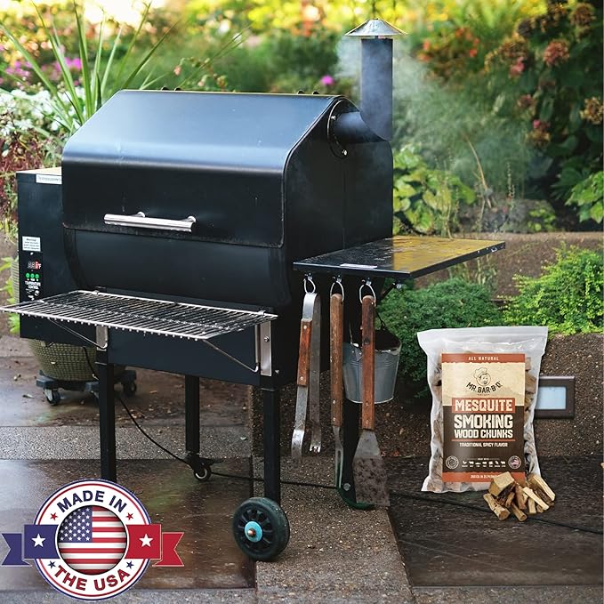 3.5 Lb. Bag Mesquite Wood Chunks by Mr. Bar-B-Q, Mesquite Smokey Spicy Flavor for Smoking, Grilling & Camping Essentials, Alternative for Charcoal Briquettes Can be Use on Gas, Wood Chunks for Smokers