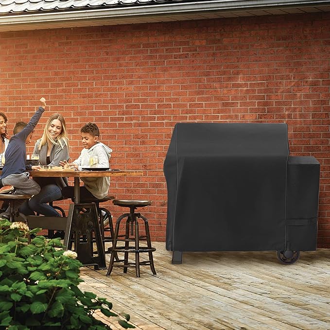 Grill Cover for Weber Searwood XL 600 Pellet Grill,All-Weather-Resistant Outdoor Protection Heavy-Duty 600D Waterproof BBQ Smoker Cover Fits Model 3400146, Black