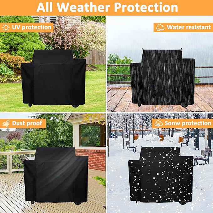 Grill Cover for Traeger Ironwood 885 Electric Wood Pellet Grill Replacement BAC513 Cover, Waterproof Full-Length Cover for Traeger Smoker Grill TFB89BLFC Wood Pellet Models, Outdoor Pellet BBQ Cover