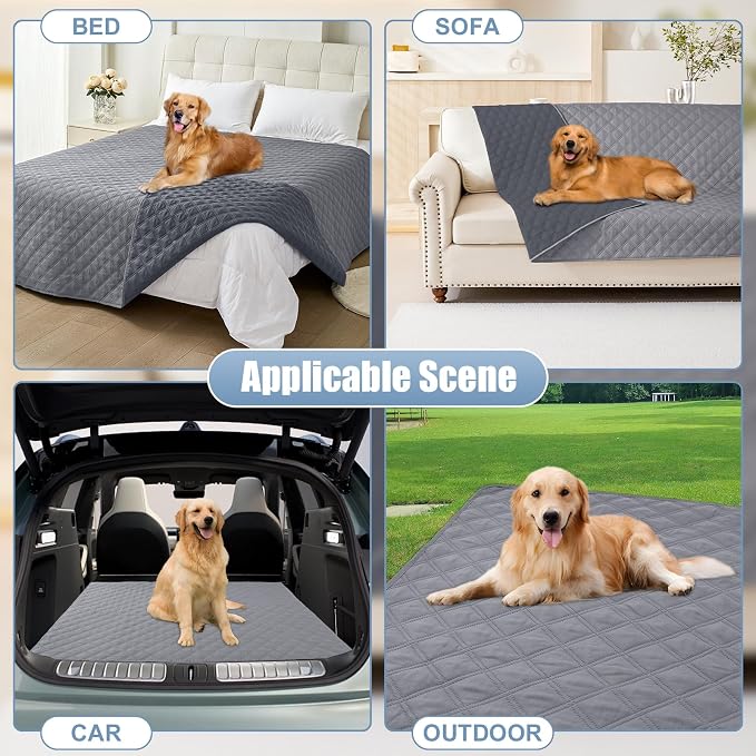 Smiry Waterproof Reversible Pet Couch Covers for Dogs | Pet Friendly, Soft Fabric, Washable Sofa Furniture Protector for Dogs Cat Kids, Checkered (30"x53", Grey/Dark Grey)
