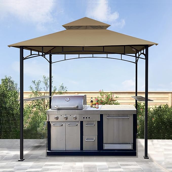 SCOCANOPY Grill Gazebo Replacement Top Compatible with Aldi Gardenline Belavi Shoprite Grill Gazebo,for Model Number: 822694,31937-17,21581,43472,812576(Tan)