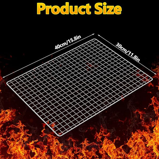 10 Pack Disposable Grill Topper,11.8X15.8 Inch Disposable Grill Grates,Stainless Steel Roasting Racks,Barbecue Mesh Mat,Heavy-Duty Baking Rack for Picnics Camping Cooking Outdoor BBQ (10 Pcs)