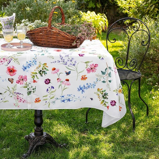 Outdoor Tablecloth with Umbrella Hole and Zipper, Patio Table Covers for Spring/Summer, Machine Washable Outdoor Party/Picnic Rectangle Table Cloth 60 x 84 in