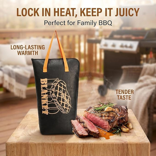 BBQ Meat Blanket Grilling Meat Insulated Resting Bag Controlling Heat Loss and Moisture Retention Keep Warm Tender and Juicy 21in Wide Mouth Reusable Family Outdoor Perfect BBQ Camping (21in Black)