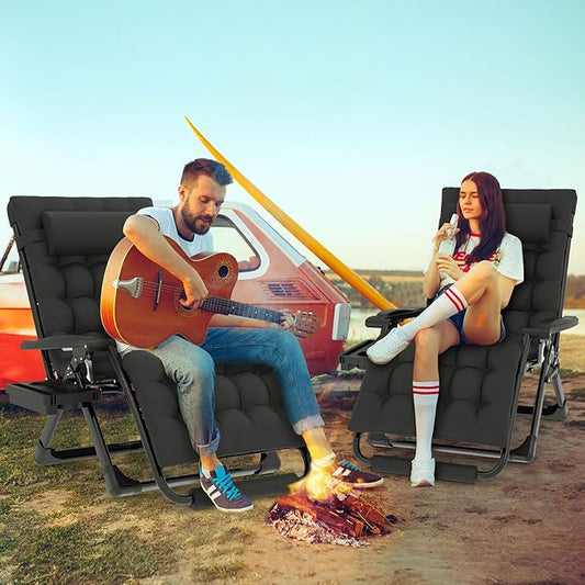 ZENPETIO Oversized Zero Gravity Chair, 33In XXL 500LBS with Cushion | Anti Gravity Recliner Lounge Chair with Aluminum Alloy Lock & Footrest, 90-170° Adjustable, for Lawn Patio Indoor Outdoor