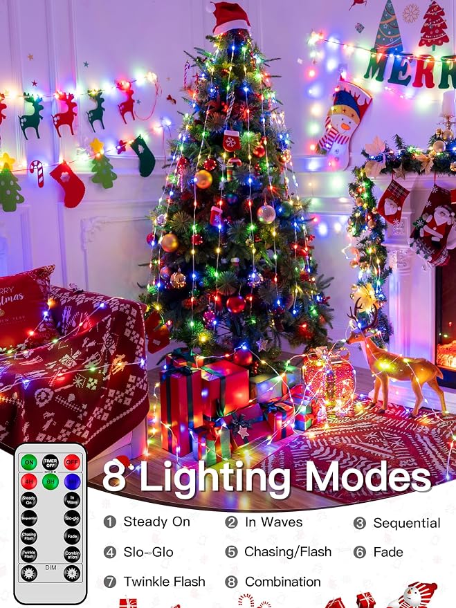 Christmas Lights Outdoor, 800LED 262FT Christmas Tree Lights IP67 Waterproof, Plug in Fairy Lights with Remote 8 Modes Timer, Xmas Light for Outside Indoor House Holiday Decor(Multicolor)