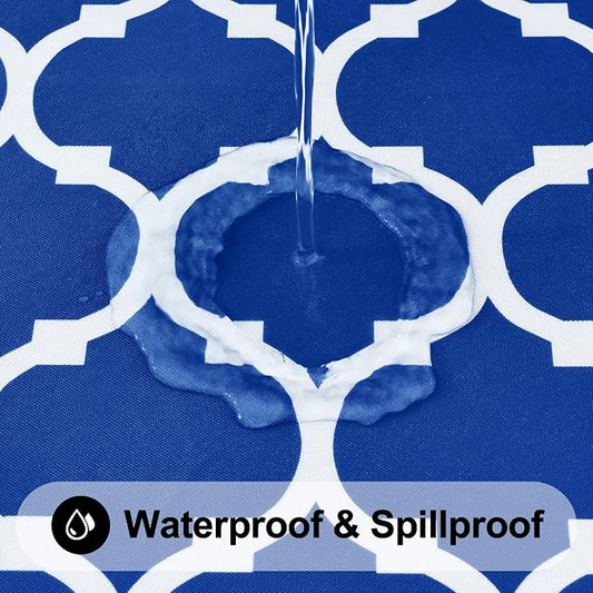 Smiry Rectangle Table Cloth, Waterproof Vinyl Tablecloths with Flannel Backing for Rectangle Tables, Wipeable Spillproof Plastic Tablecloth for Dining, Camping, Indoor and Outdoor (60"x84", Blue)