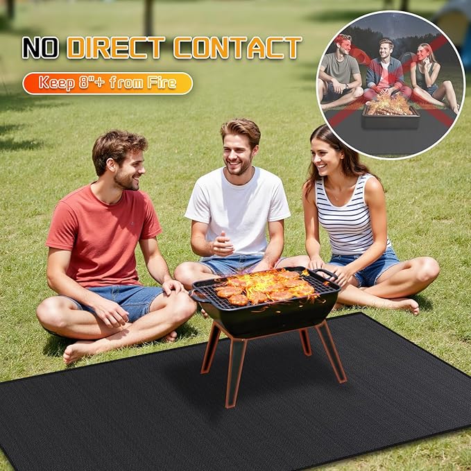RICHIE 70 x 48 Inch Large Under Grill Mats for Outdoor Grill, Double-Sided Fireproof BBQ Grill Mat, Waterproof Oilproof Heavy-Duty Protector for Charcoal Gas Grills, Fire Pits, Deck, Patio and Lawn