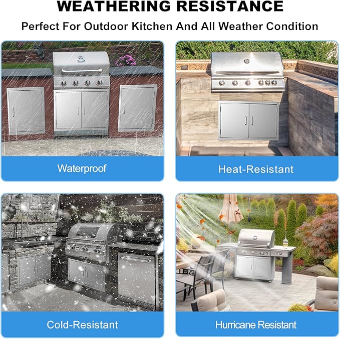 BBQ Access Door 28" W x 19" H-304 Stainless Steel Never Rust-Double Layer-Outdoor Kitchen Doors-Outside Cabinet Door-Weatherproof Grill Doors-Flush Mount BBQ IslandDoor-MetalDoor for Outdoor Kitchen