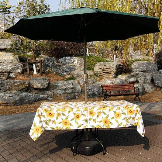 EHouseHome Outdoor Indoor 60x84 inch Rectangle Tablecloth with Umbrella Hole and Zipper, Waterproof Zippered Patio Table Cloths, Spring/Summer Table Covers for Backyard Circular Table/BBQs/Picnic