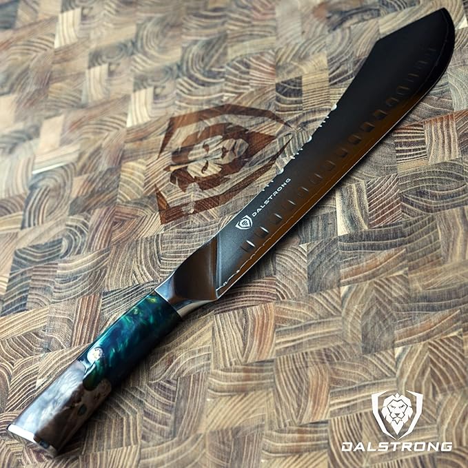 Dalstrong Bull-Nose Butcher Knife - 10 inch - Valhalla Series - 9CR18MOV HC Steel Kitchen Knife - Celestial Resin & Wood Handle - Razor Sharp BBQ Meat Knife Gift - Breaking Knife - Leather Sheath