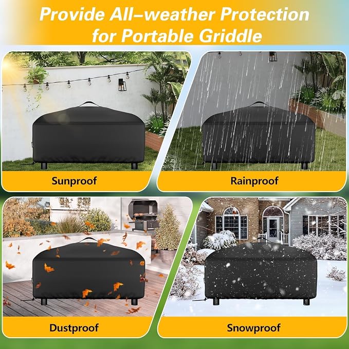 EVRBUL Portable Griddle Cover Fit for Blackstone 22 in and Pit Boss 2 Burner Tabletop Griddle, Tabletop Grill Cover Fit for Royal Gourmet and GasOne 3 Burners Flat Top Gas Grill, 27"L x 23"W x 12"H