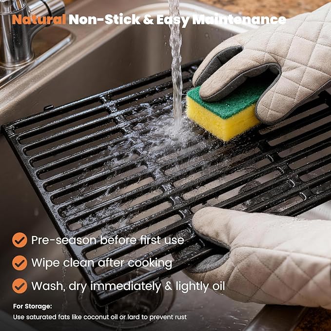 18.75"×13.25" Cast Iron Grill Grates - Porcelain-Enameled - 66095 66802 66805 Replacement for Weber Genesis II 300/LX 300 Series (E/S-310·315·320·325·330·335·340)