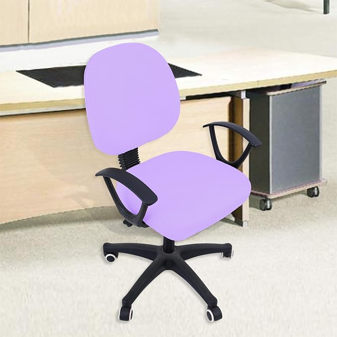 Smiry Office Computer Chair Covers for Desk Rotating Chair Protector | Stretch Jacquard Removable Washable Universal Slipcovers, Seat + Backrest Cover, Lavender