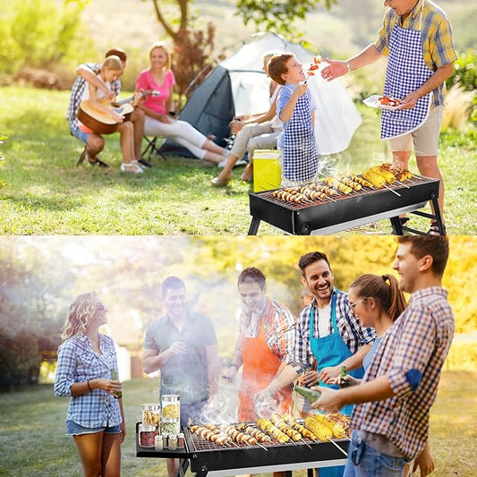 Portable Charcoal Grill with Side Table– Foldable Tabletop BBQ Grill for Outdoor Cooking, Camping, Picnics & Travel | Compact & Lightweight| Smoky Flavor & Easy to Clean