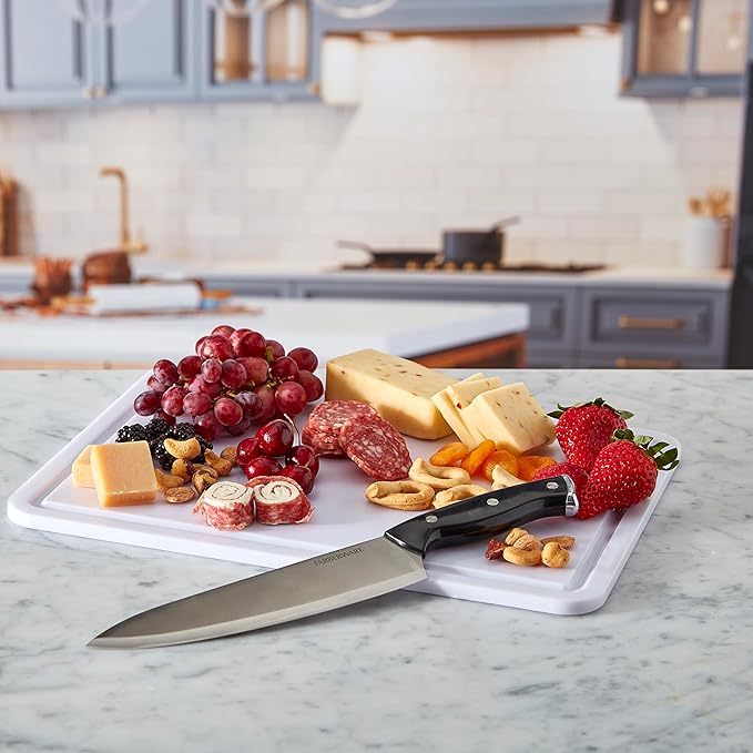 Farberware Large Build-A-Board Snacklebox Serving Tray with Locking Plastic Cutting Board Lid, Portable Storage Container with 11 Compartments for Charcuterie, and More