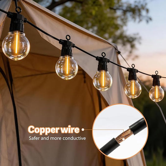 31FT Outdoor String Lights with Remote, 12 Dimmable Shatterproof LED G50 Bulbs, Waterproof Patio & Backyard Lights for Pergola, Deck, Garden, Bistro, Commercial Grade Hanging Lights