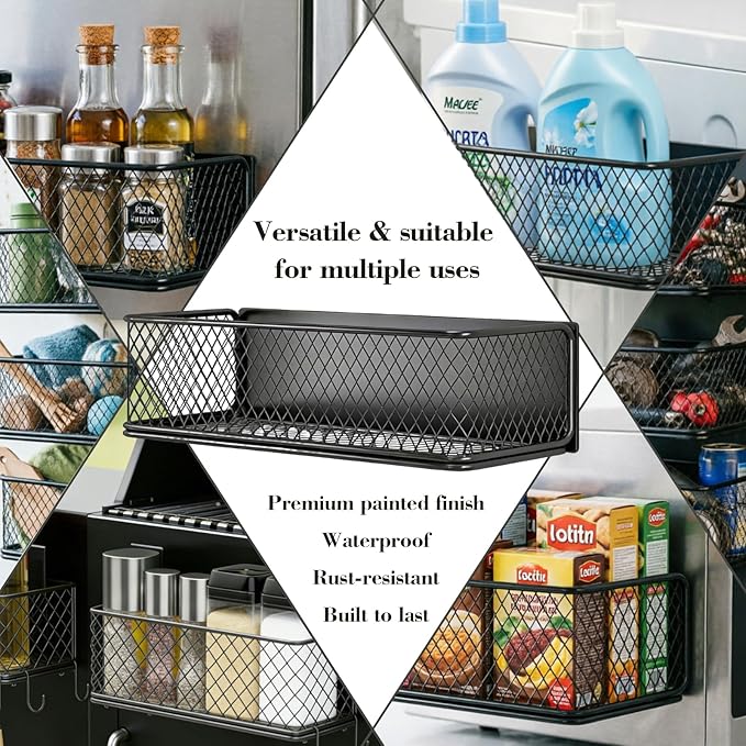 2-Pack Magnetic Storage Bins Fits for Traeger Grills – Compatible with Ironwood 885/650, Pro Series 22/34/575/780, Pit Boss & Z Grills – Outdoor Smoker Accessory Caddy