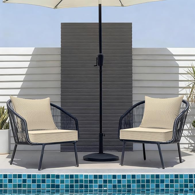 DYTXIII Outdoor Deep Seat Cushion Set, Water Repellent 22"x22" Patio Thick Cushions Replacement with Seat & Back Pillow for Patio Sofa, Wicker Chair, Couch - Stripe Beige