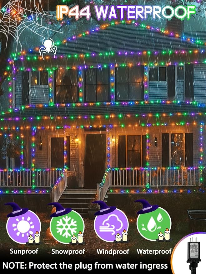 400 LED Smart Color Changing Fall String Lights APP & Remote for Halloween | 131 FT Halloween Twinkle Lights IP44 Waterproof, Timer, Music Sync, Multiple Colors & Modes Outdoor Christmas Fall Decoration