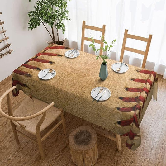 Baseball Rectangular Tablecloth, Ball Table Cloth Washable Tablecloths Decorative Table Cover for Kitchen, Dining, or Parties 54x72 Inches