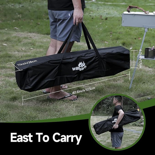 WILLBBQ Grill Storage Bag, BBQ Tool Storage Bag, Foldable Grill Bag for Car Trip Outdoor Camping and Hiking BBQ (Ebony)