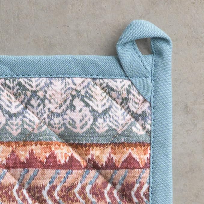 Maison d' Hermine Pot Holders 100% Cotton Potholders (8" x 8", Pack of 2) | Heat Resistant Hot Pads with Loop BBQ Cooking Baking Hotel Kitchen Handling Hot Pans Thanksgiving Christmas - Fair Isle