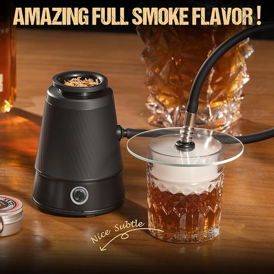 Wood Chips with Smoker Kit Upgraded Patented Smoking Gun – 0 Oil Smoke Contact, Effectively Prevents Tar Clogging, Dense Smoke Infuser for Cocktails, Meat & Cheese, Type-C/Battery