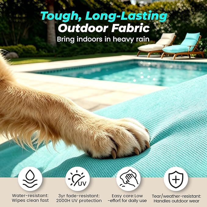 Outdoor Chaise Lounge Chair Cushion, Waterproof Non-Slip Patio Chaise Lounge Cushions for Outdoor Furniture, 72 x 21 x 5 Inches, Teal