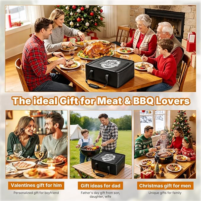 270°Opening BBQ Blanket for Resting Meat,Insulated Leak-Proof Meat Resting Bag for Brisket Turkey Pork,Smoker Accessories for Party Picnic Camping,Anniversary Birthday Gift for Men Dad (Black)