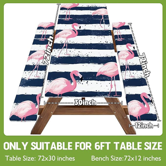Picnic Table Cover with Bench Covers Elastic Table Cloth Cool Fun Unique Ideas Birthday Christmas Xmas Valentine's Day Camping Gifts for Camper RV Owner Camping Lovers Couple Women Men Mother Father
