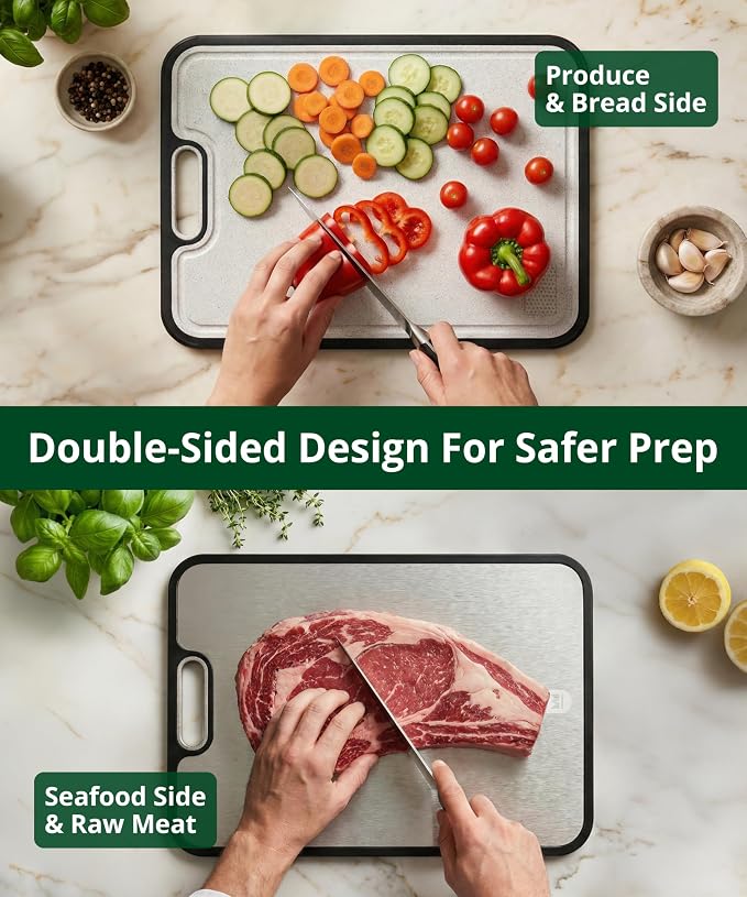 ROYAL CRAFT WOOD Cutting Board with Juice Groove - Kitchen Chopping Board for Meat Cheese and Vegetables, Heavy Duty Serving Tray