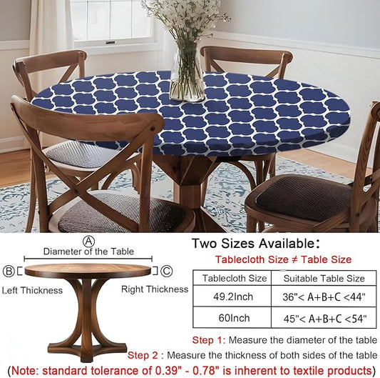 opstellen Fitted Round Tableclothes Drawstring Water Proof Table Cloth Polyester Indoor Outdoor Circular Covers for 45-54in Table Household Organization Gifts Patio Picnic Camping Festival Gadgets