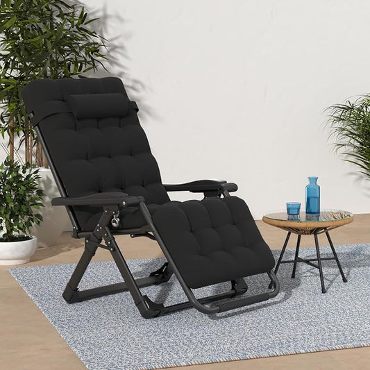 Suteck Zero Gravity Chair, Reclining Camping Chairs w/Removable Cushion | Anti Gravity Recliner Lounge Chair with Aluminum Alloy Lock & Cup Holder, 90-170° Adjustable, for Lawn Patio Indoor