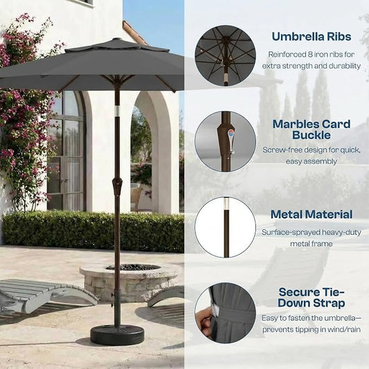 10FT Patio Umbrella, 2 Tier Outdoor Table Umbrella, Large Vented Market Umbrellas with Push Button Tilt and Crank, 8 Sturdy Ribs for Backyard, Deck, Pool, UPF50+ UV Protection