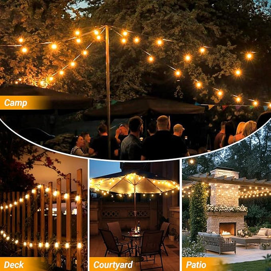 LAMPHOME LED Outdoor String Lights 100FT Patio Lights Waterproof 52 Shatterproof ST38 Edison Bulbs, Connectable Hanging Lights for Porch Deck Garden Backyard Balcony Party Christmas Cafe Decor