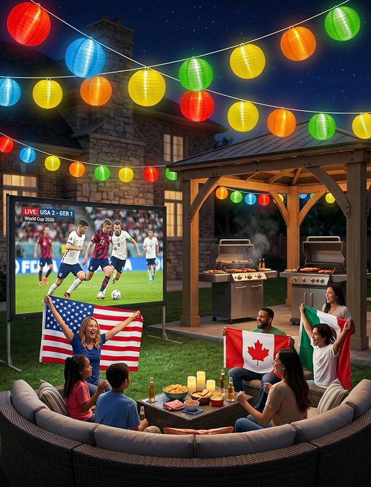 G40 LED Outdoor Lantern String Lights, 27.5FT Multicolor Patio String Lights with 10 Chinese Lanterns, Plug in Nylon Lantern Lights Waterproof UL Listed for Backyard Party Birthday Wedding Christmas