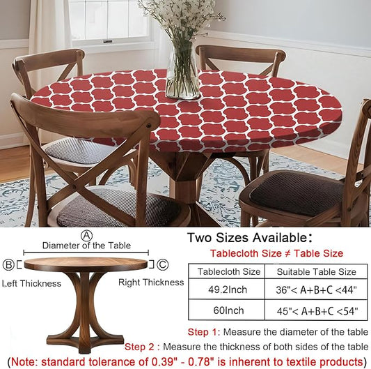 opstellen Fitted Round Tablecloth Wipeable Table Cloths Vinyl Indoor Outdoor Circle Covers for 36-44inch Table Dining Living Room Home Must Haves Gifts Summer Fall Patio Picnic Camping Garden Stuff