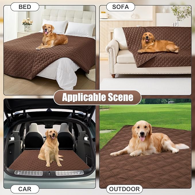 Smiry Waterproof Reversible Pet Couch Covers for Dogs | Pet Friendly, Soft Fabric, Washable Sofa Furniture Protector for Dogs Cat Kids, Checkered (30"x53", Brown/Brown)