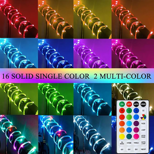 LitHome 50 FT Solar Rope Lights Outdoor Waterproof, 18 Colors Changing 150 LED Rope Lights for Outside with Remote, Solar Fairy String Tube Light for Pool Trampoline Tree Garden Yard Christmas Decor