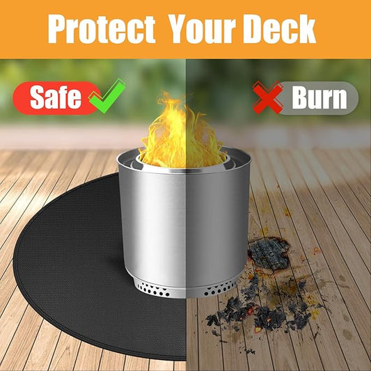 Round Fire Pit Mats for Under Fire Pit Compatible with Solo Stove Bonfire Accessories Compatible with Solo Stove, 3-Layer Easy to Clean Grill Mats for Outdoor Grill to Protect The Deck, Patio, 47in
