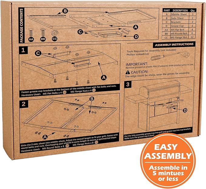 CaptainGrill Grease Tray with Catch Pan - Dyna Glo Grill Replacement Parts, Universal Drip Pan for 4/5 Burner Gas Grill Models from Dyna Glo, Nexgrill, Expert Grill, Kenmore, BHG and More (24"-30")