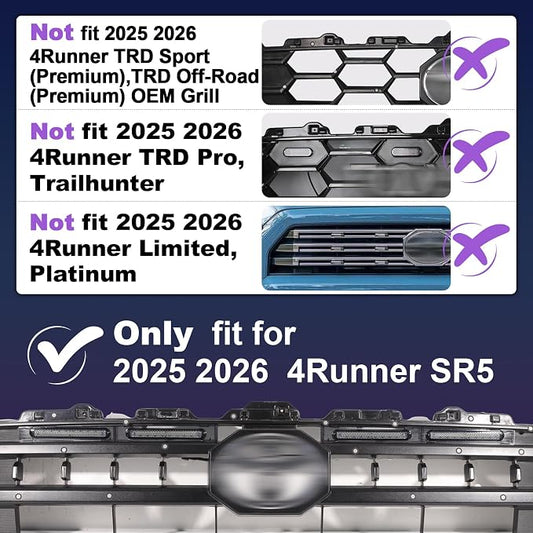RGB Front Grills Led Lights for 2025 2026 Toyota 4Runner SR5 | 6th gen Grill Grille Light Accessoris (For SR5 only )
