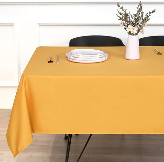 sancua Rectangle Tablecloth - 54 x 78 Inch - Stain and Wrinkle Resistant Washable Polyester Table Cloth, Decorative Fabric Table Cover for Dining Tables, Buffet Parties and Camping, Gold