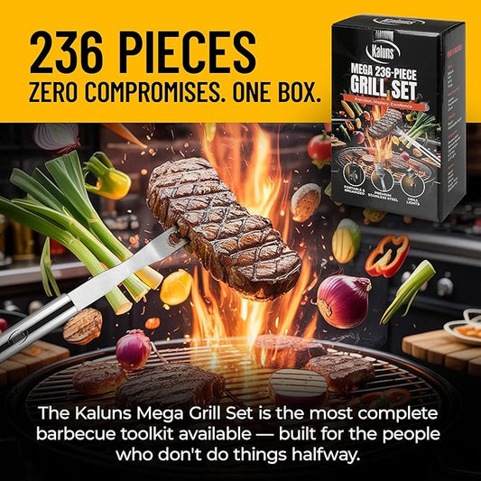 Kaluns 236 PCS Ultimate Grill Master Gift Set โ Complete BBQ Accessories Kit with Virtually Everything Needed for Grilling, Smoking & BBQ
