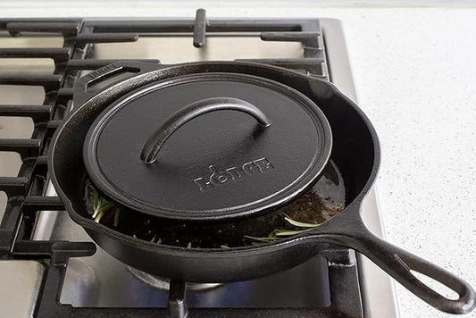 Lodge Pre-Seasoned Round Cast Iron Press - Cast Iron Griddle Press for a Restaurant-Quality Sear - Unparalleled Heat Retention - Use on the Stove or the Grill - 8 Inch (Pack of 3)