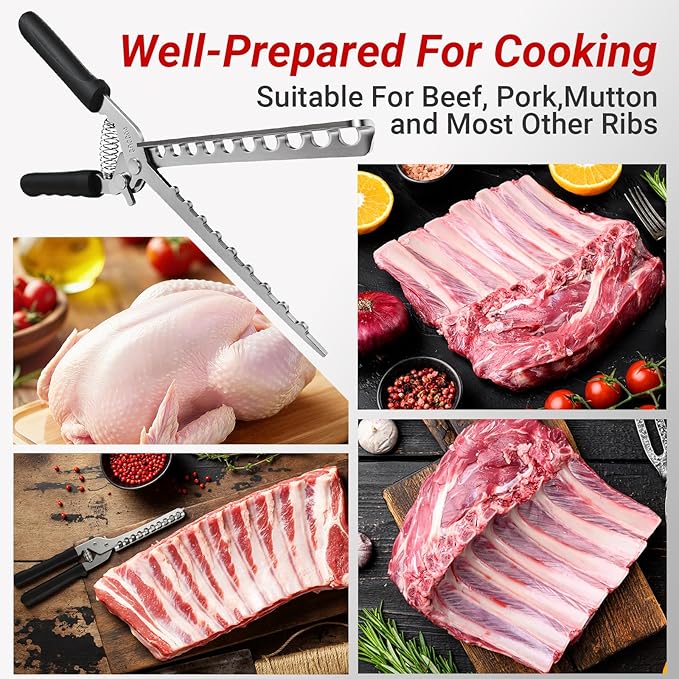 Upgrade Rib Membrane Removal Tool, Stainless Steel Membrane Remover for Ribs, Barbecue Accessories with Arc Clamp & Non-Slip Grip, Ideal Ribs Prep Tool for Home Cooks and Grilling