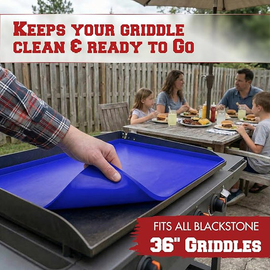KITCHEN PERFECTION 36" Premium Silicone Griddle Cover Mat for Blackstone Griddle 36 Inch - Hermetic Protection from Rust & Debris All Year, Fits All Blackstone 36 Inch Models - Food Grade Silicone